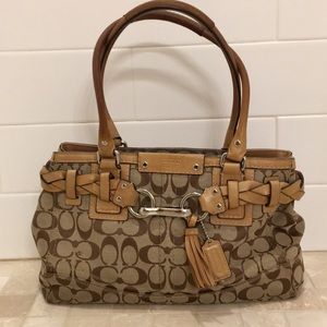 Coach pocketbook. Tan and brown.